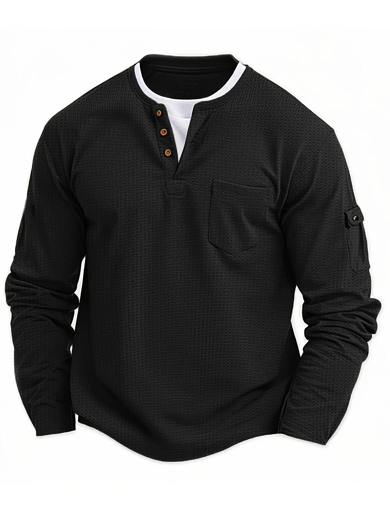 Isiah | Long-sleeved polo shirt with buttons and pocket - Image 9