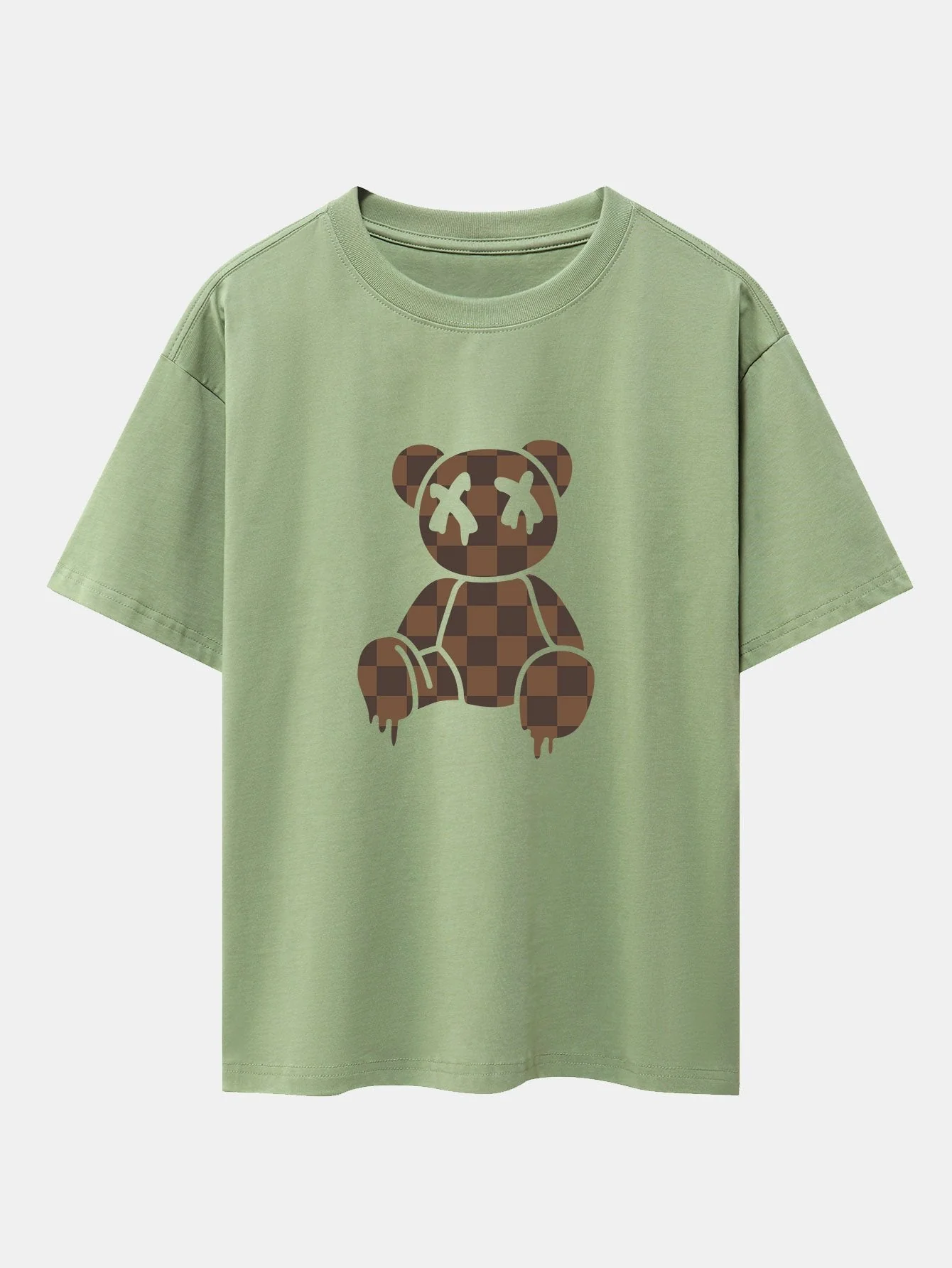 Isidro® | Checkerboard Dissolving Bear Drop Shoulder Oversize T-Shirt - Image 11