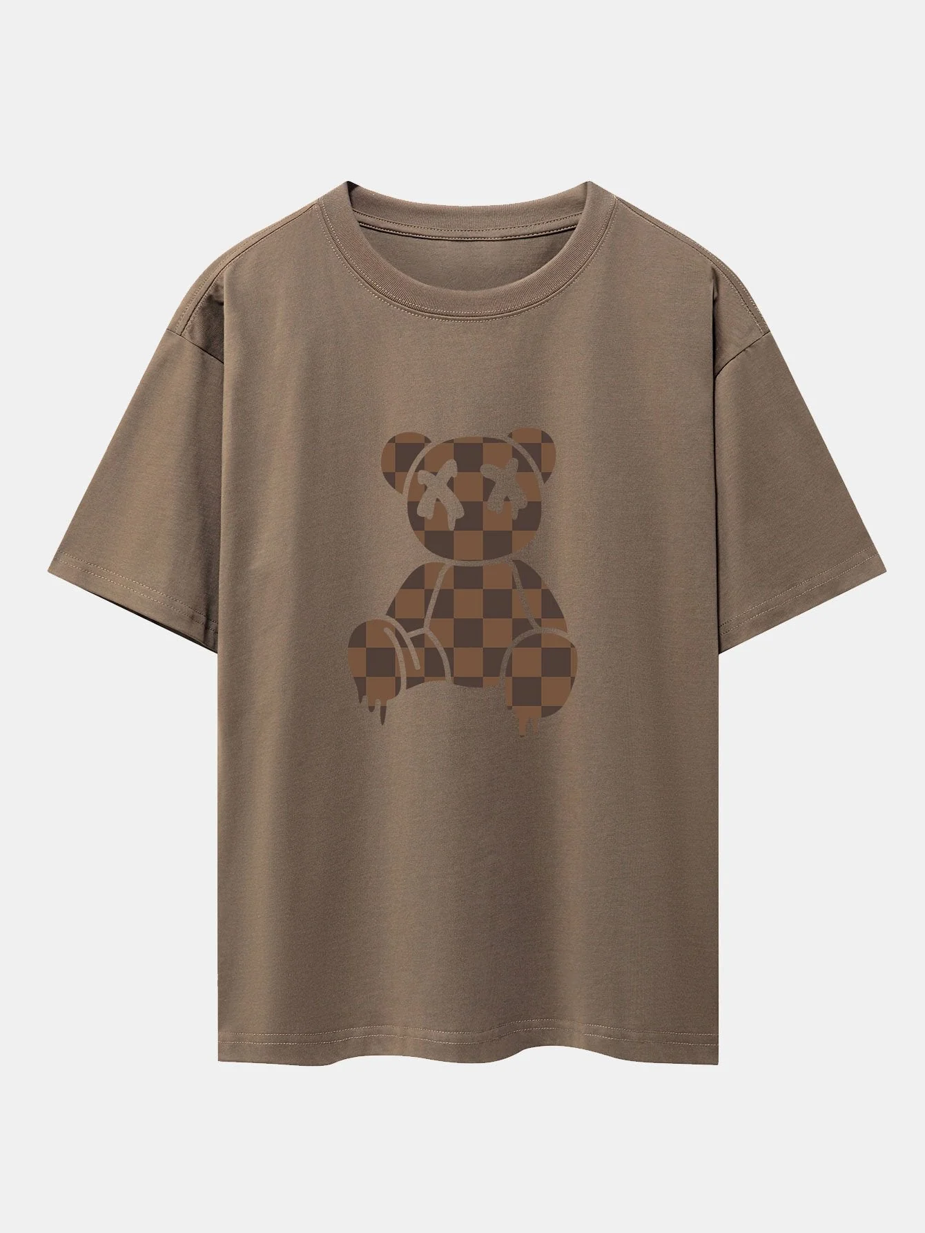 Isidro® | Checkerboard Dissolving Bear Drop Shoulder Oversize T-Shirt - Image 4