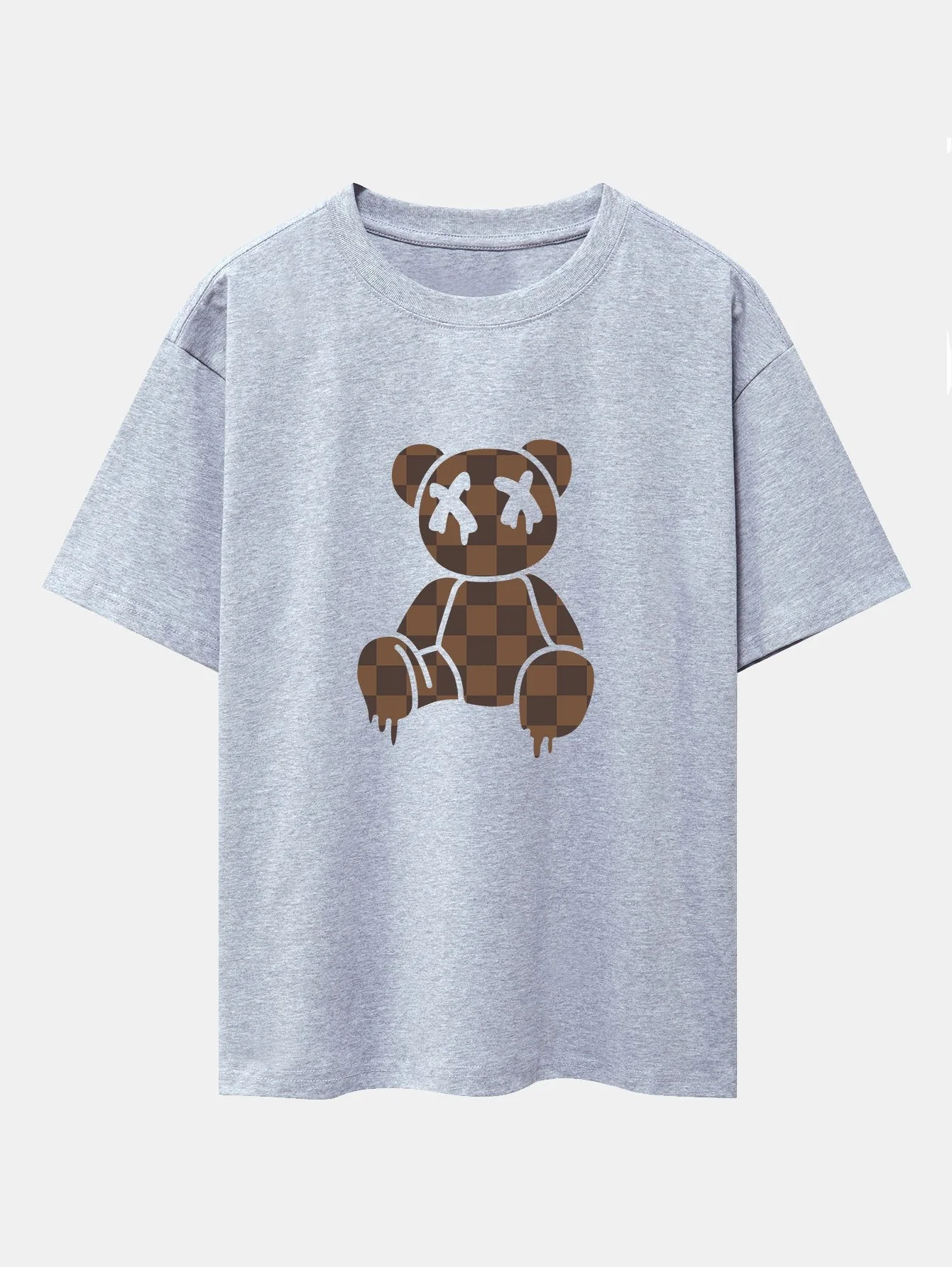 Isidro® | Checkerboard Dissolving Bear Drop Shoulder Oversize T-Shirt - Image 5
