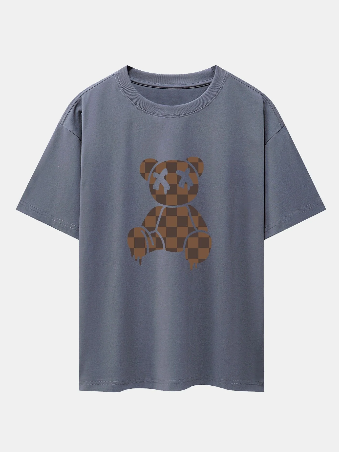 Isidro® | Checkerboard Dissolving Bear Drop Shoulder Oversize T-Shirt - Image 6