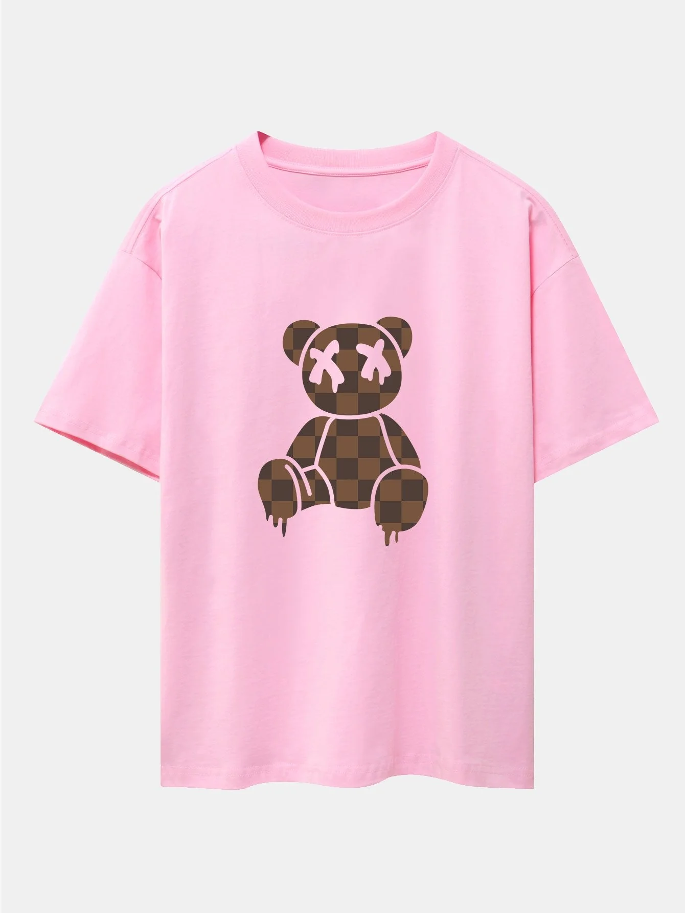 Isidro® | Checkerboard Dissolving Bear Drop Shoulder Oversize T-Shirt - Image 7