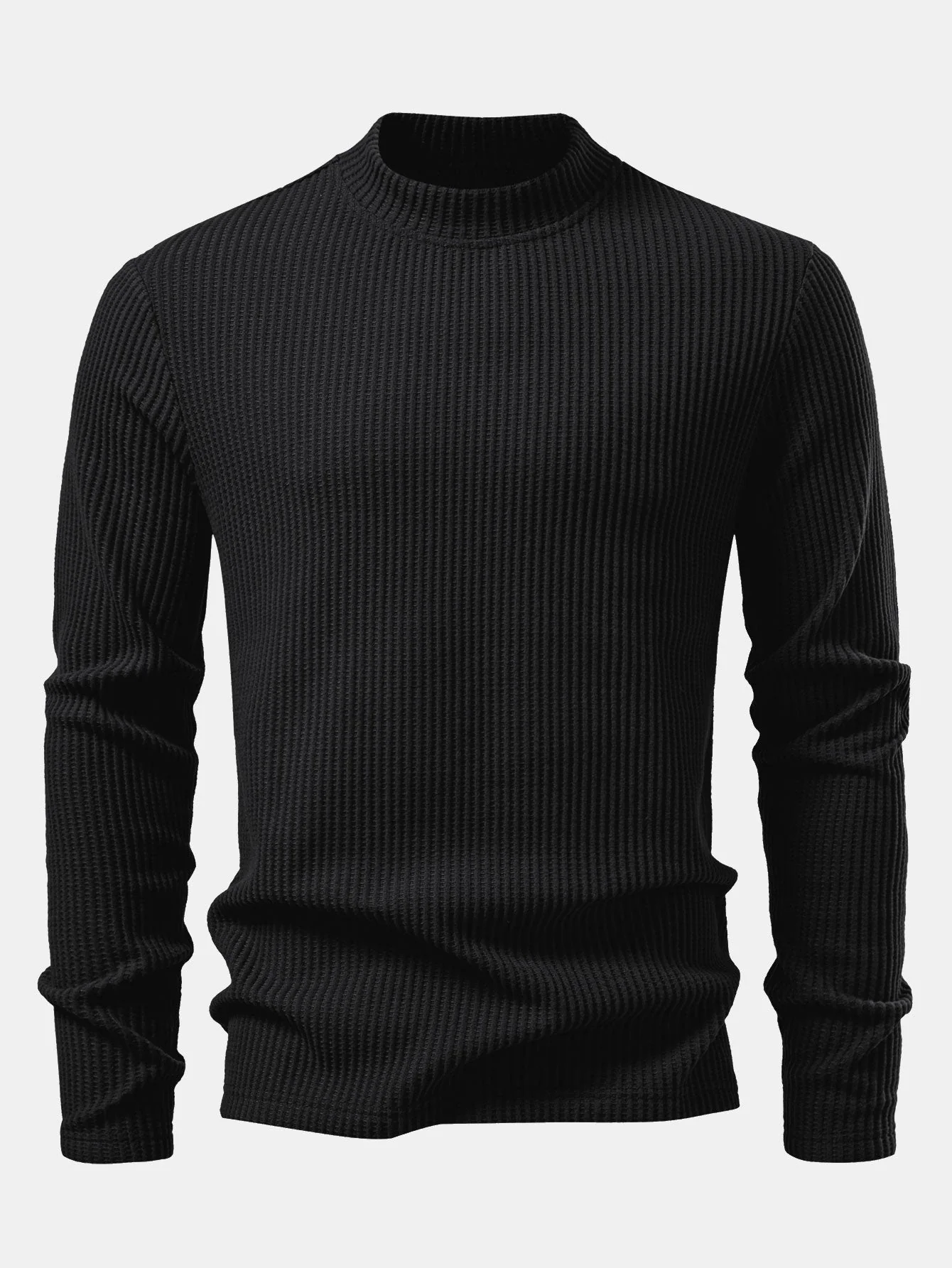Ismael® | Long Sleeve Waffle Mock Neck T-Shirt - Image 6