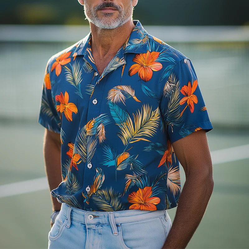 Israel | Men'S Summer Fashion Polyester Blended Printed Short Sleeve Shirt - Image 2