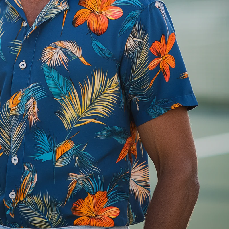 Israel | Men'S Summer Fashion Polyester Blended Printed Short Sleeve Shirt - Image 4