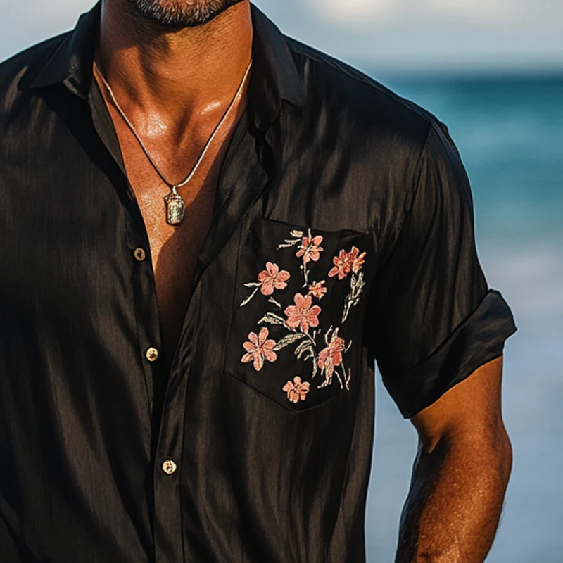 Israel | Men'S Vacation Pocket Print Lapel Short Sleeve Shirt - Image 4