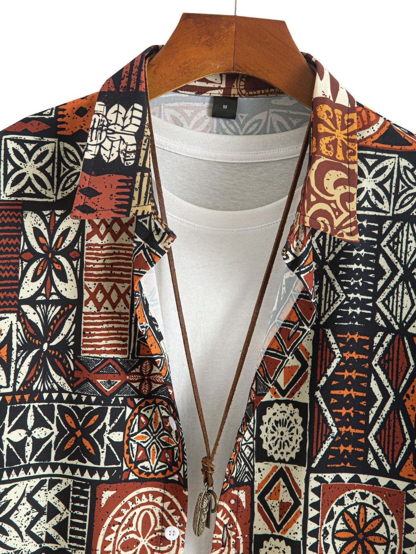 Italo® | Ethnic Geometry Print Button Up Shirt - Image 3
