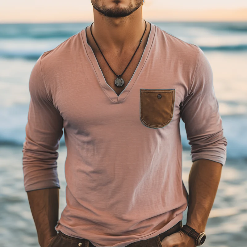 Ivan | Men'S Basic Deep V Neck Cotton Long Sleeve T-Shirt - Image 2