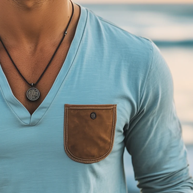 Ivan | Men'S Basic Deep V Neck Cotton Long Sleeve T-Shirt - Image 5