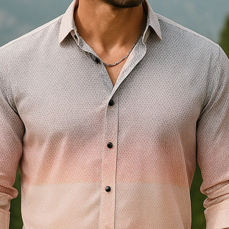 Ivan | Men'S Summer Gradient Print Cotton Long Sleeve Shirt - Image 3