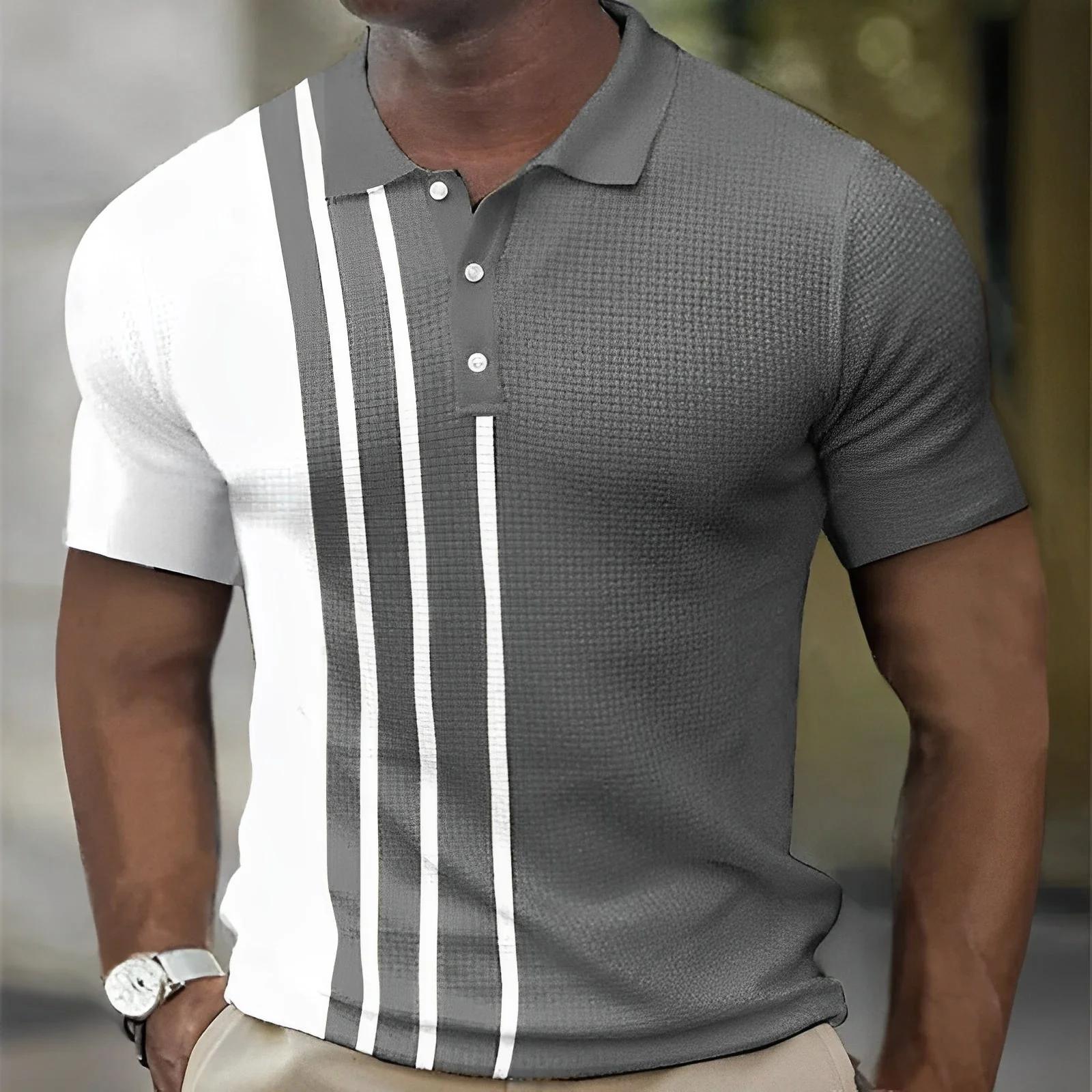 Ives | Stylish striped polo shirt - Image 2