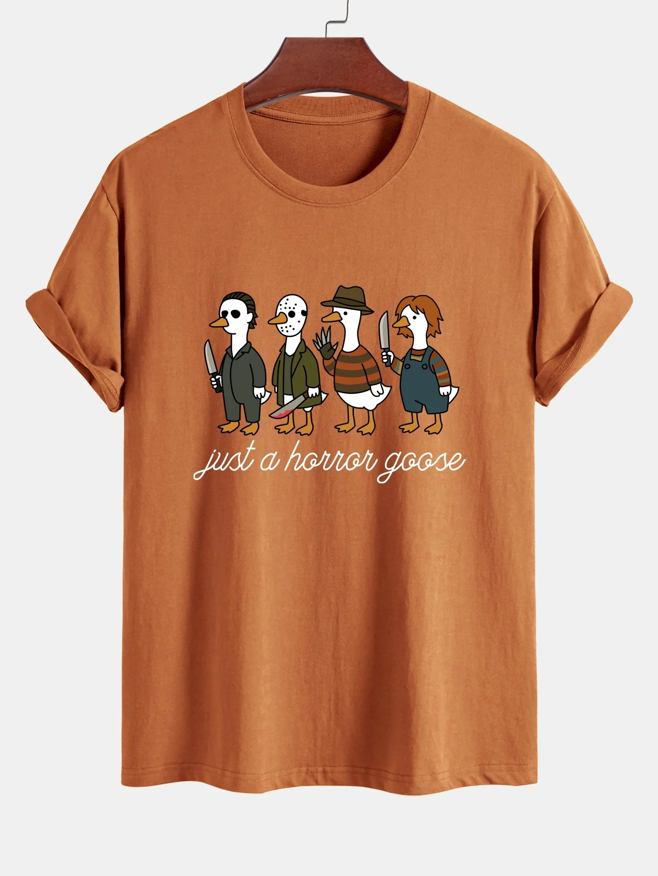 Jaber® | Regular Fit Halloween Horror Goose Print Cotton T-Shirt - Image 10