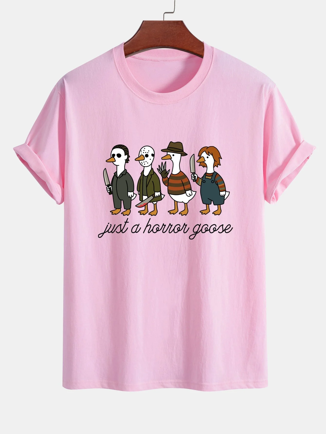 Jaber® | Regular Fit Halloween Horror Goose Print Cotton T-Shirt - Image 2