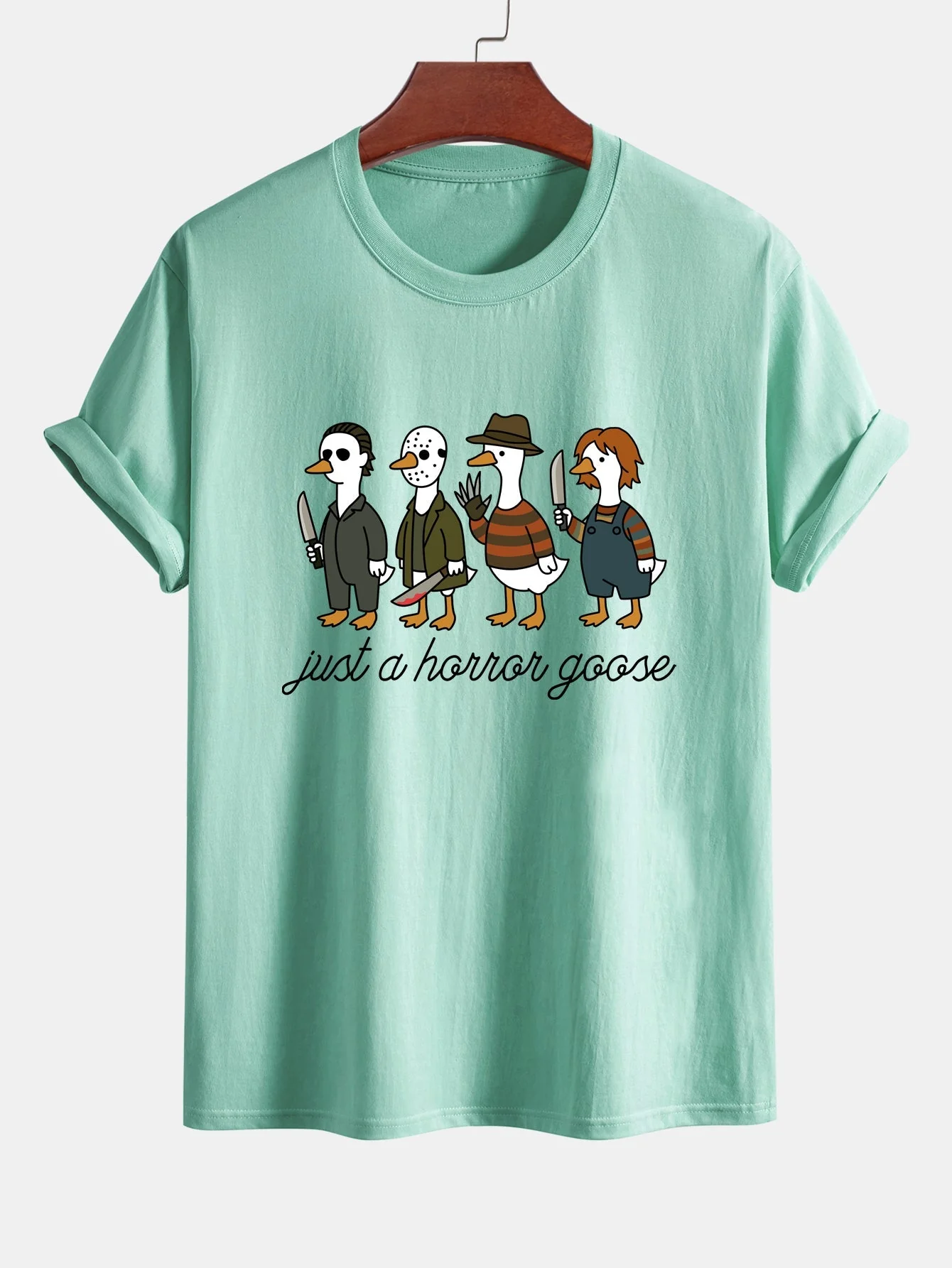 Jaber® | Regular Fit Halloween Horror Goose Print Cotton T-Shirt - Image 3