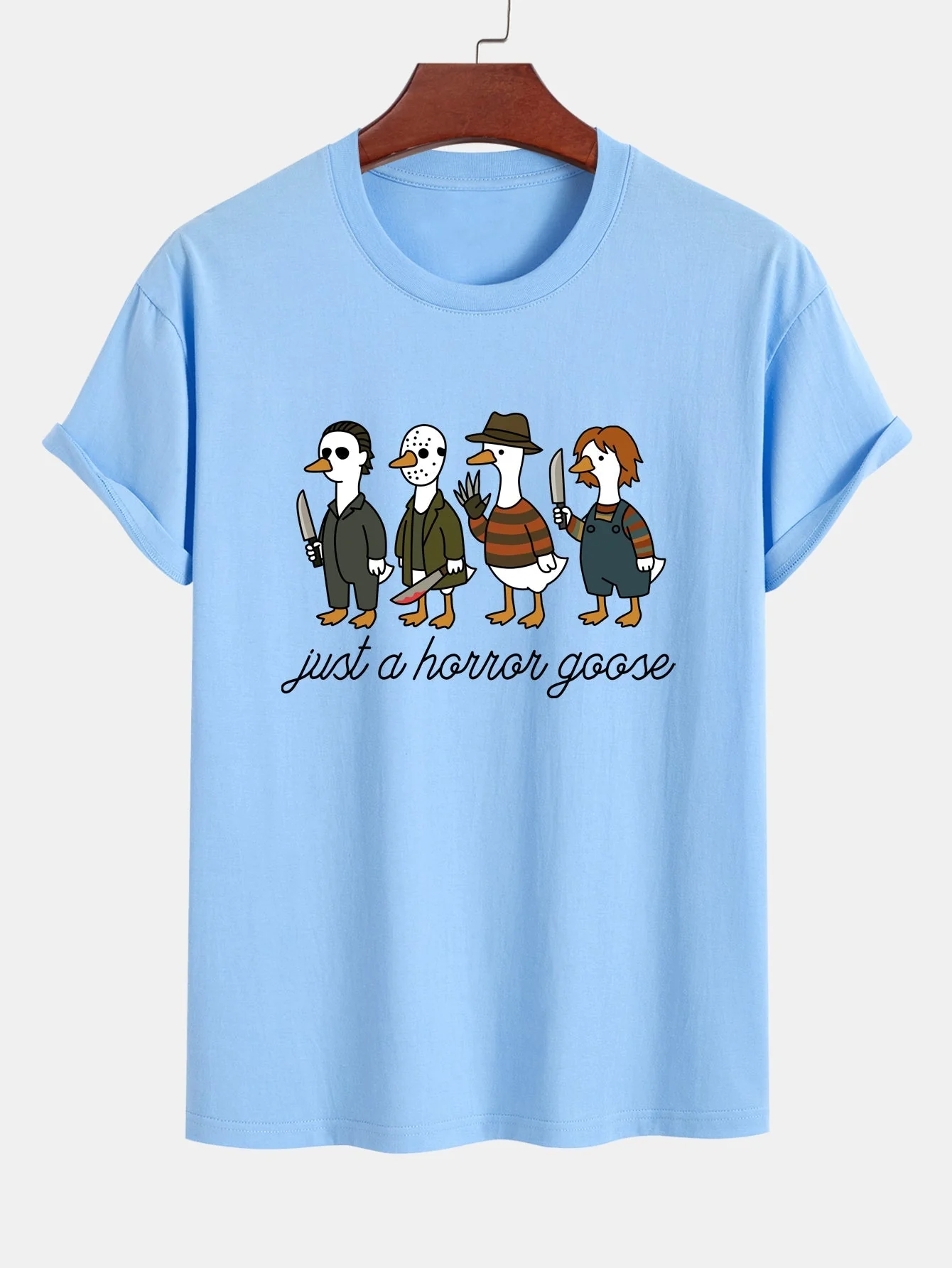 Jaber® | Regular Fit Halloween Horror Goose Print Cotton T-Shirt - Image 4
