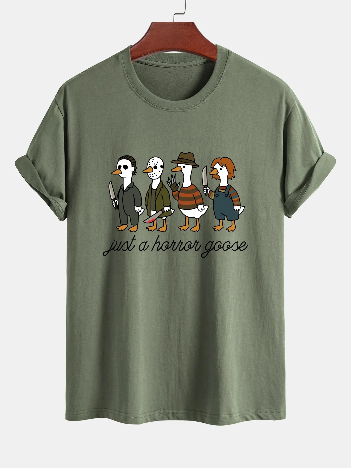 Jaber® | Regular Fit Halloween Horror Goose Print Cotton T-Shirt - Image 5