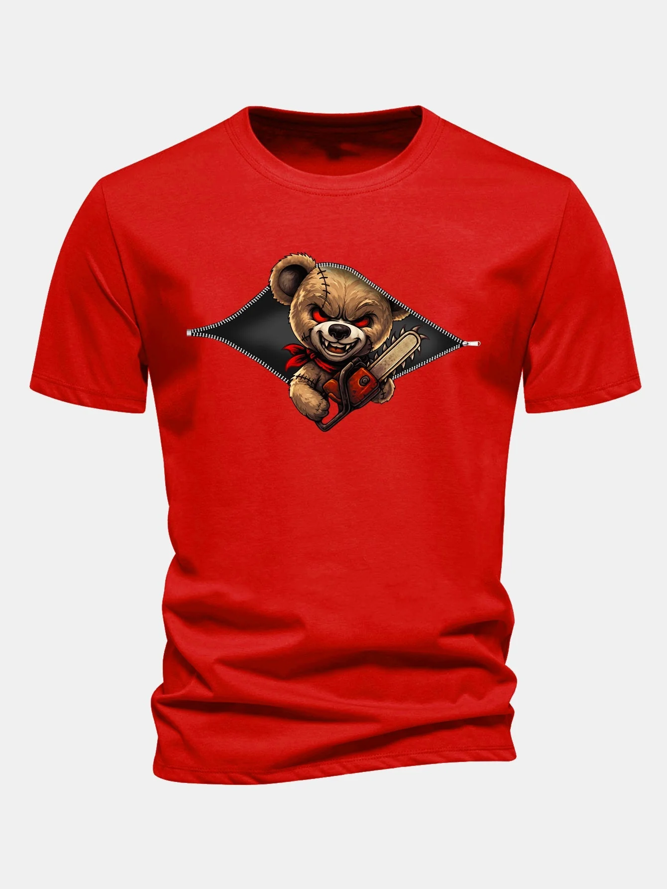 Jabes® | Regular Fit Halloween Zipper Evil Bear Print Cotton T-Shirt - Image 10