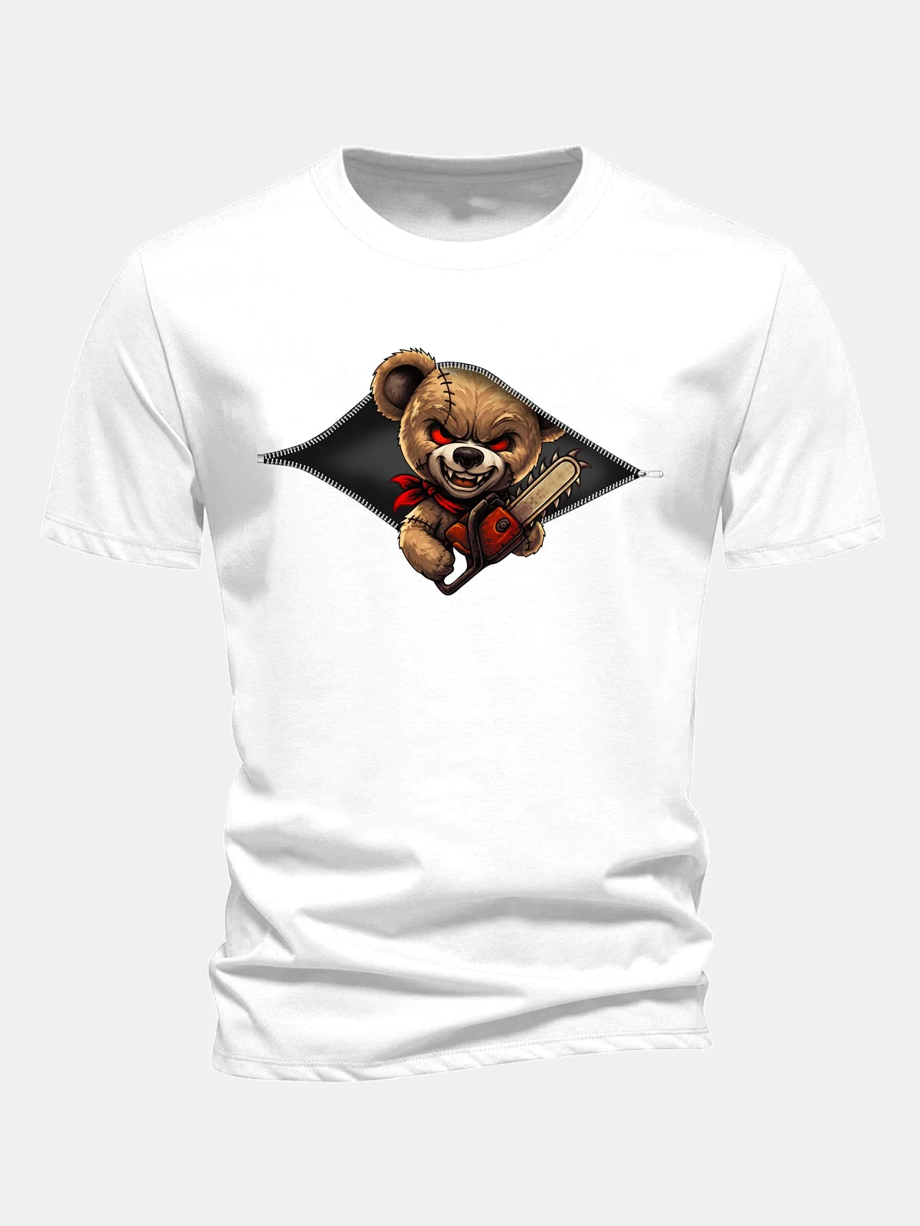Jabes® | Regular Fit Halloween Zipper Evil Bear Print Cotton T-Shirt - Image 11