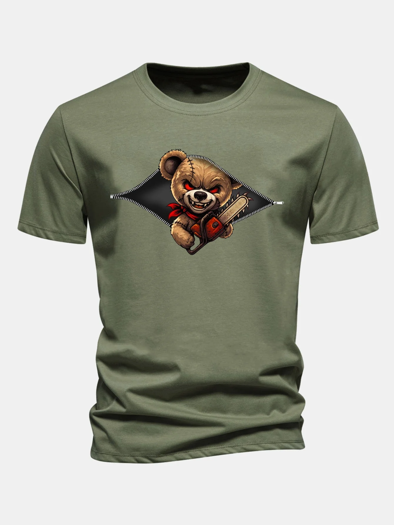 Jabes® | Regular Fit Halloween Zipper Evil Bear Print Cotton T-Shirt - Image 2