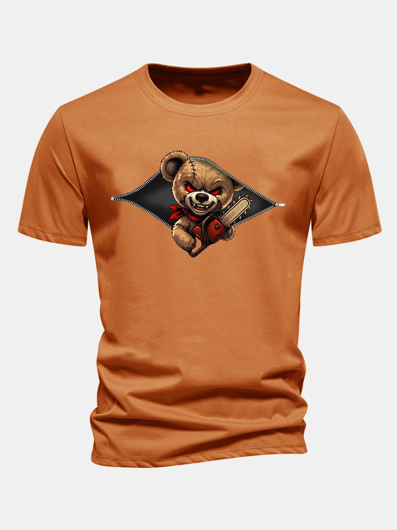 Jabes® | Regular Fit Halloween Zipper Evil Bear Print Cotton T-Shirt - Image 3