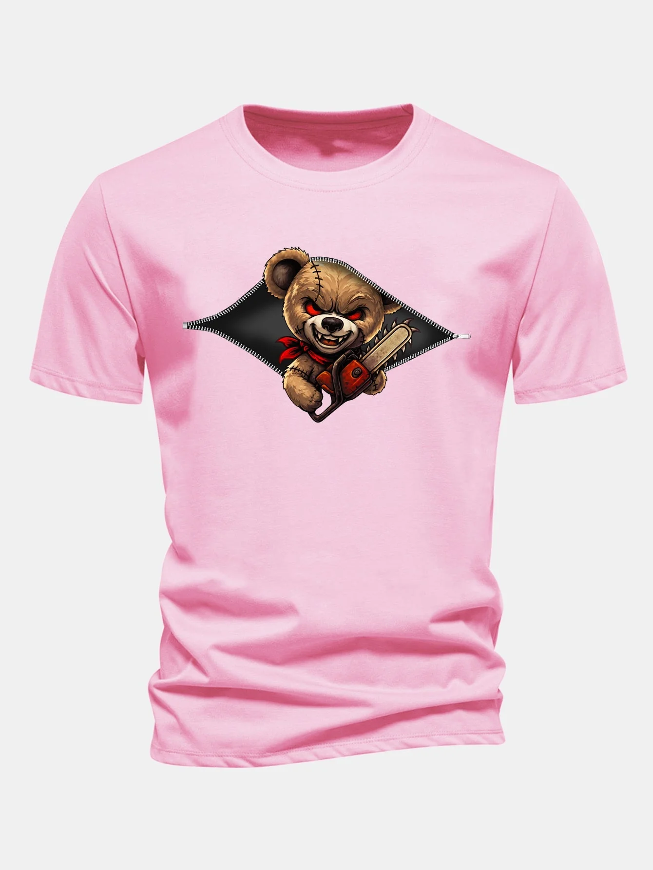 Jabes® | Regular Fit Halloween Zipper Evil Bear Print Cotton T-Shirt - Image 4