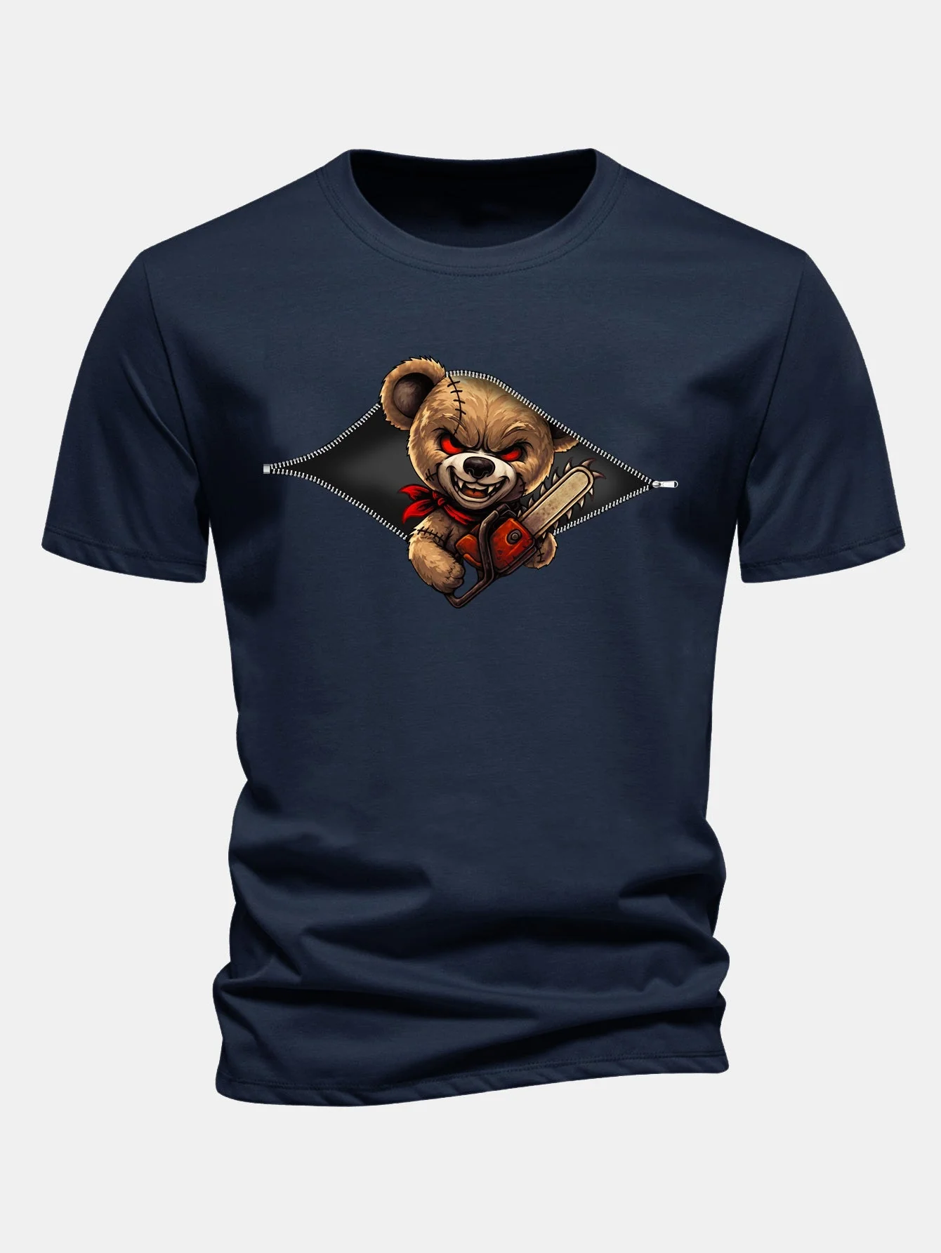 Jabes® | Regular Fit Halloween Zipper Evil Bear Print Cotton T-Shirt - Image 7