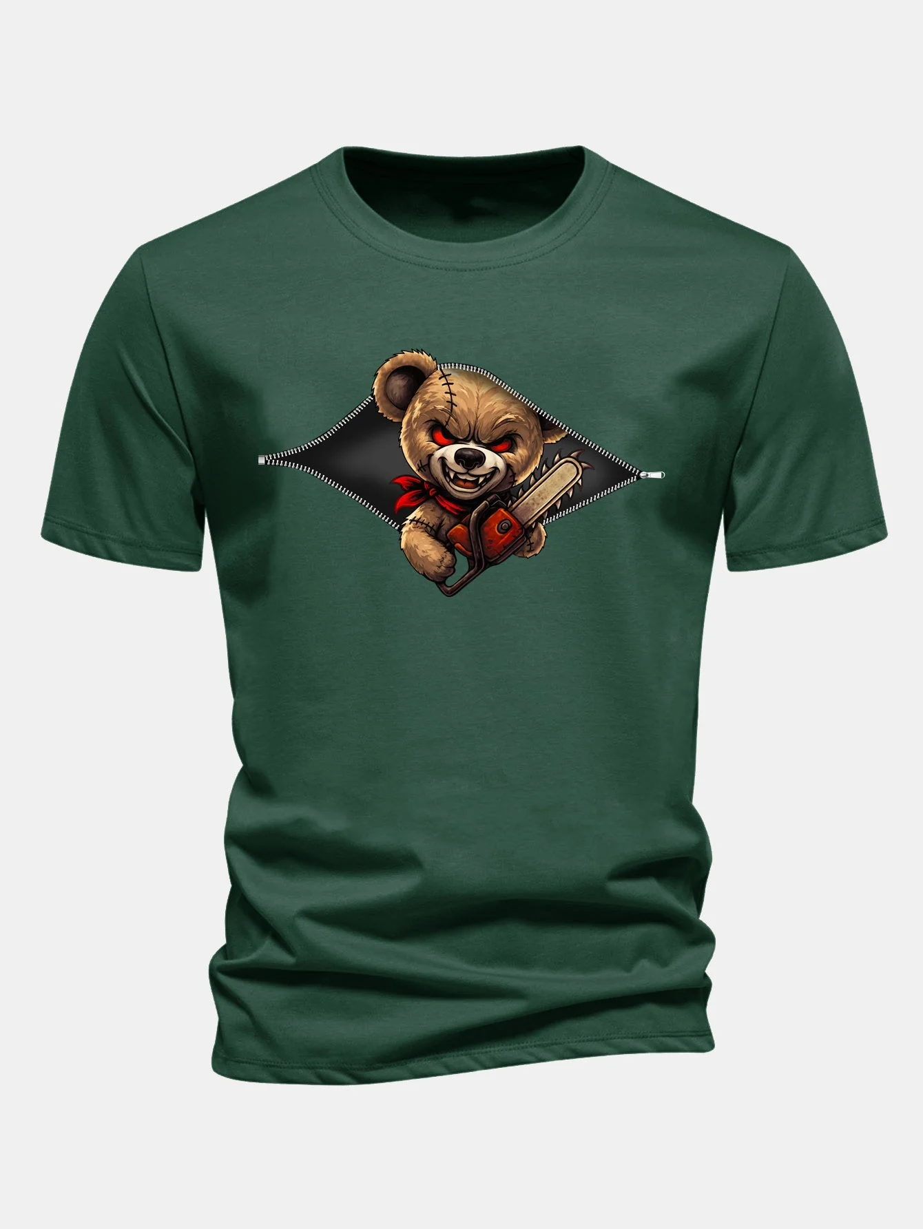Jabes® | Regular Fit Halloween Zipper Evil Bear Print Cotton T-Shirt - Image 8
