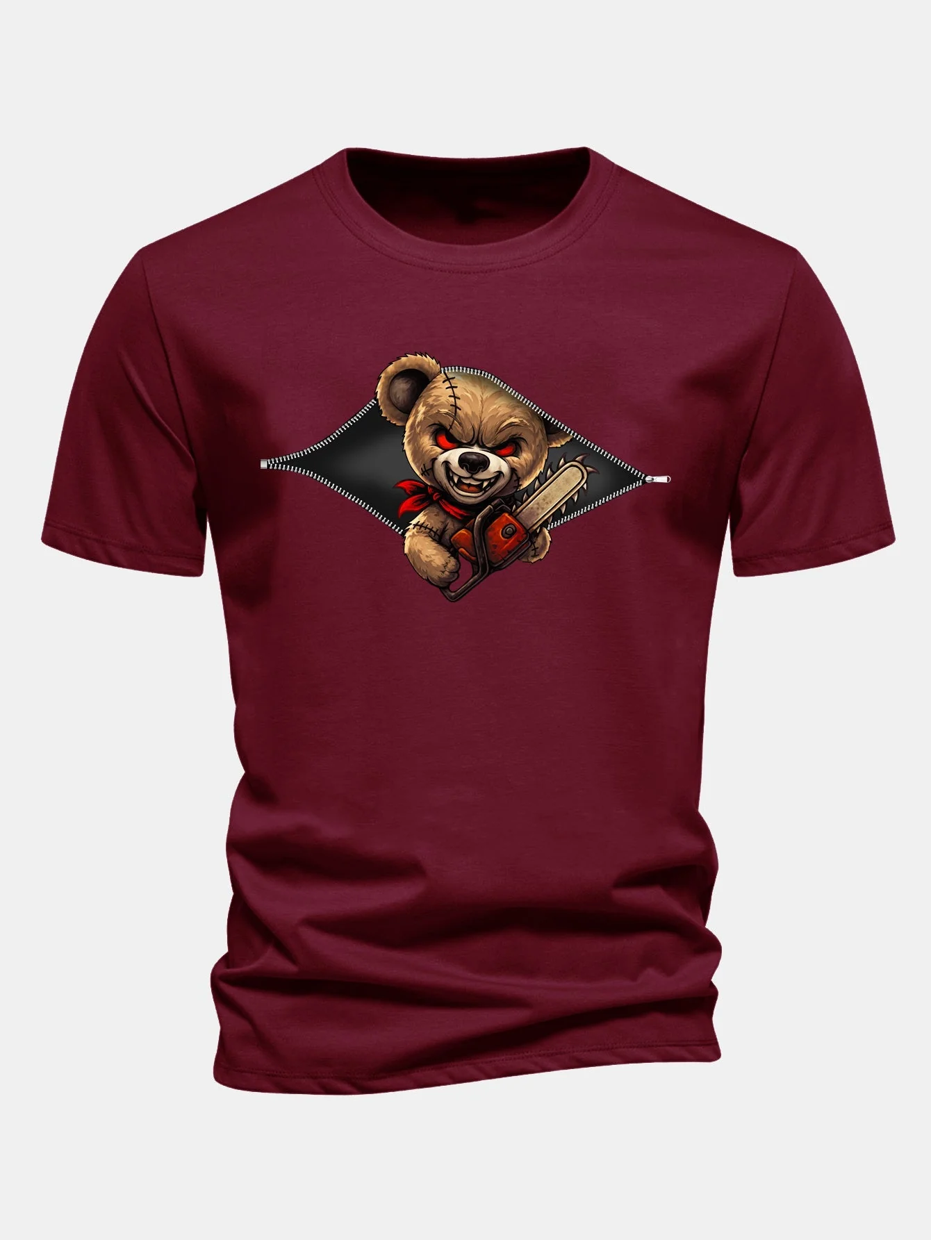 Jabes® | Regular Fit Halloween Zipper Evil Bear Print Cotton T-Shirt - Image 9