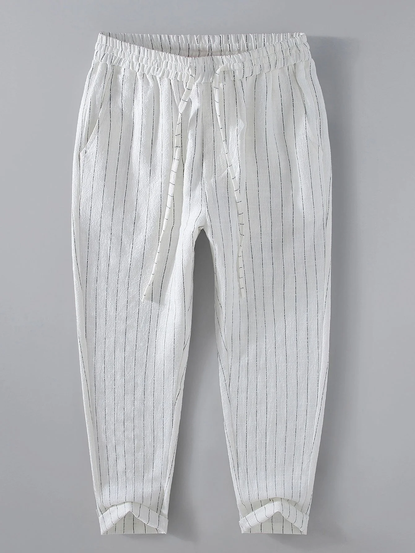 Jacinto® | Striped Linen Cotton Blend Cropped Pants - Image 3