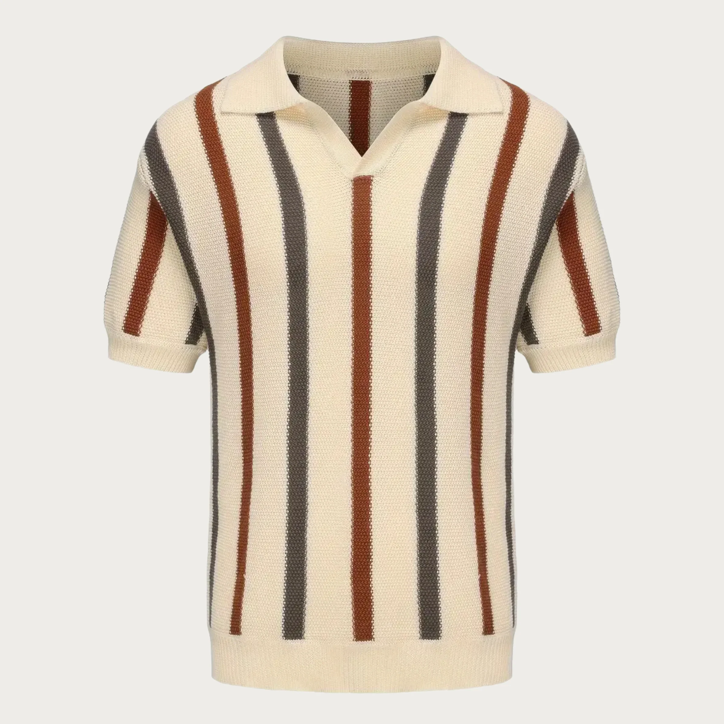 Jacob® | Men'S Knitted Cotton Shirt With Stripes - Image 2