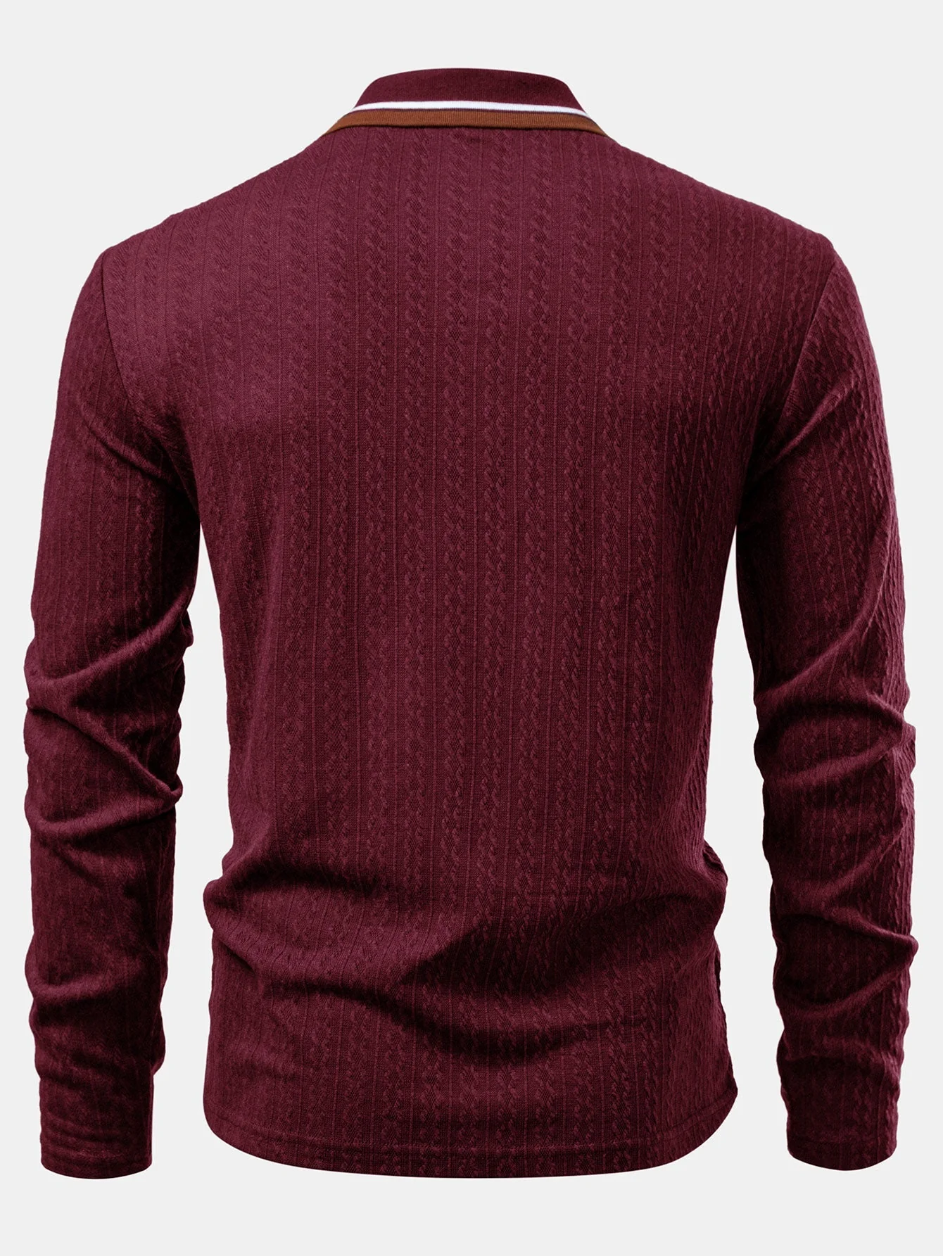 Jacob | Long Sleeve Twist Jacquard Polo Shirt - Image 12