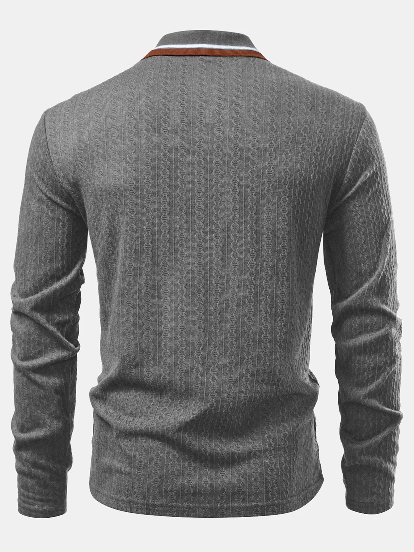 Jacob | Long Sleeve Twist Jacquard Polo Shirt - Image 17
