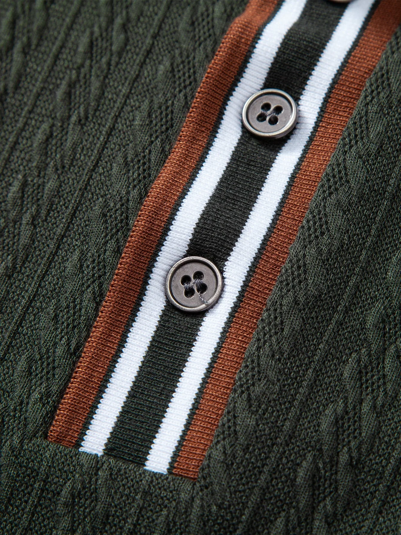 Jacob | Long Sleeve Twist Jacquard Polo Shirt - Image 2