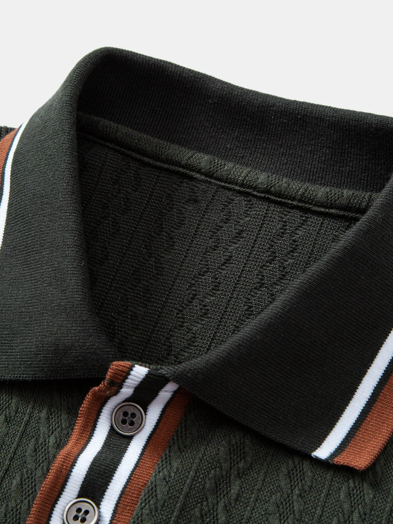 Jacob | Long Sleeve Twist Jacquard Polo Shirt - Image 20