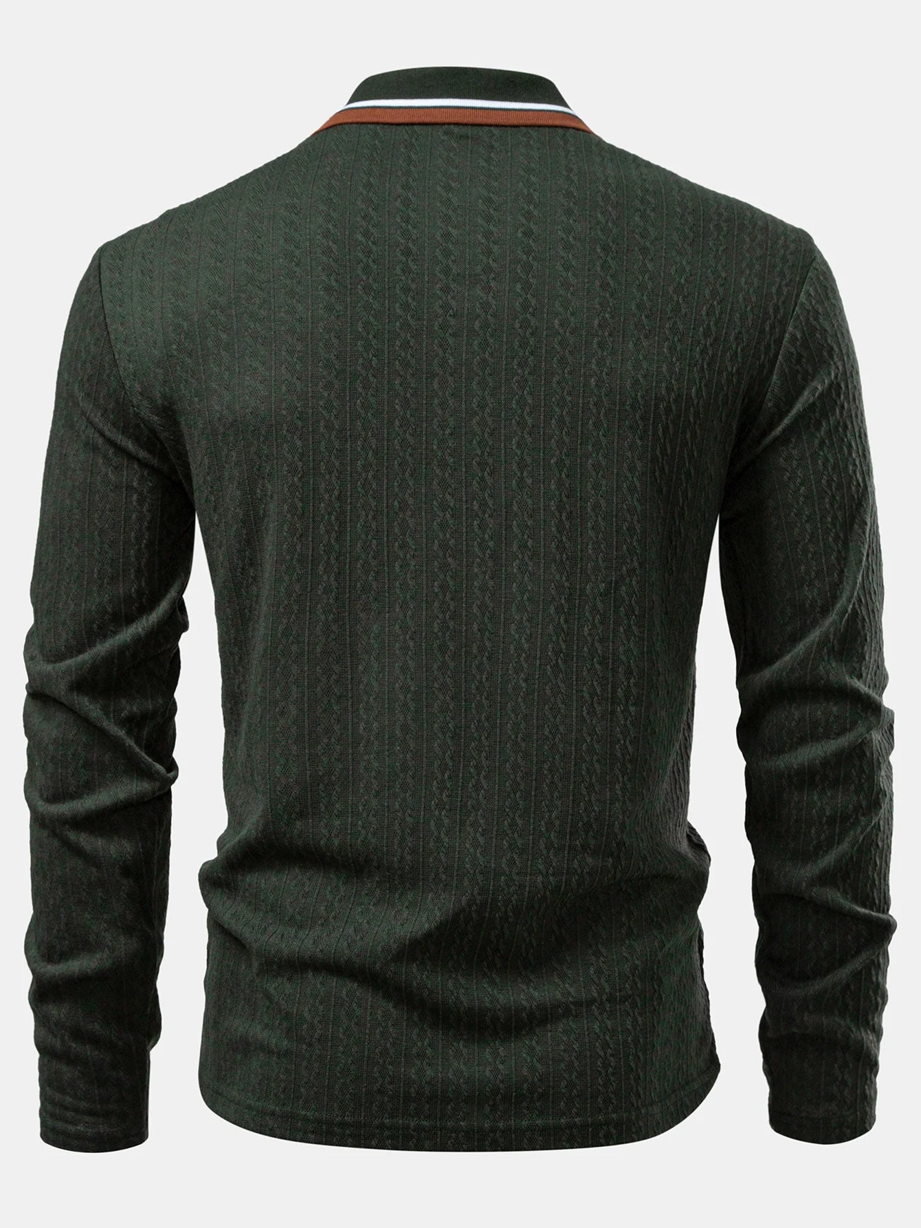Jacob | Long Sleeve Twist Jacquard Polo Shirt - Image 4