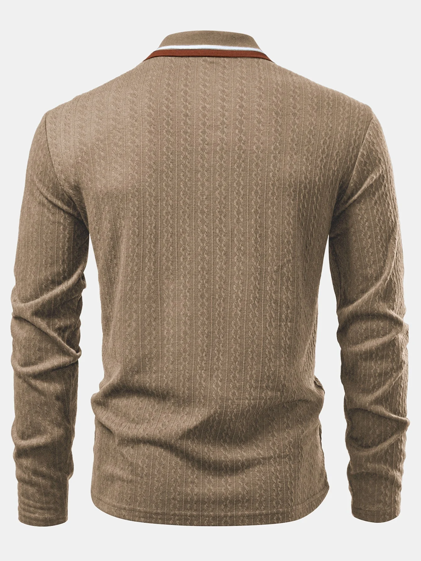 Jacob | Long Sleeve Twist Jacquard Polo Shirt - Image 9