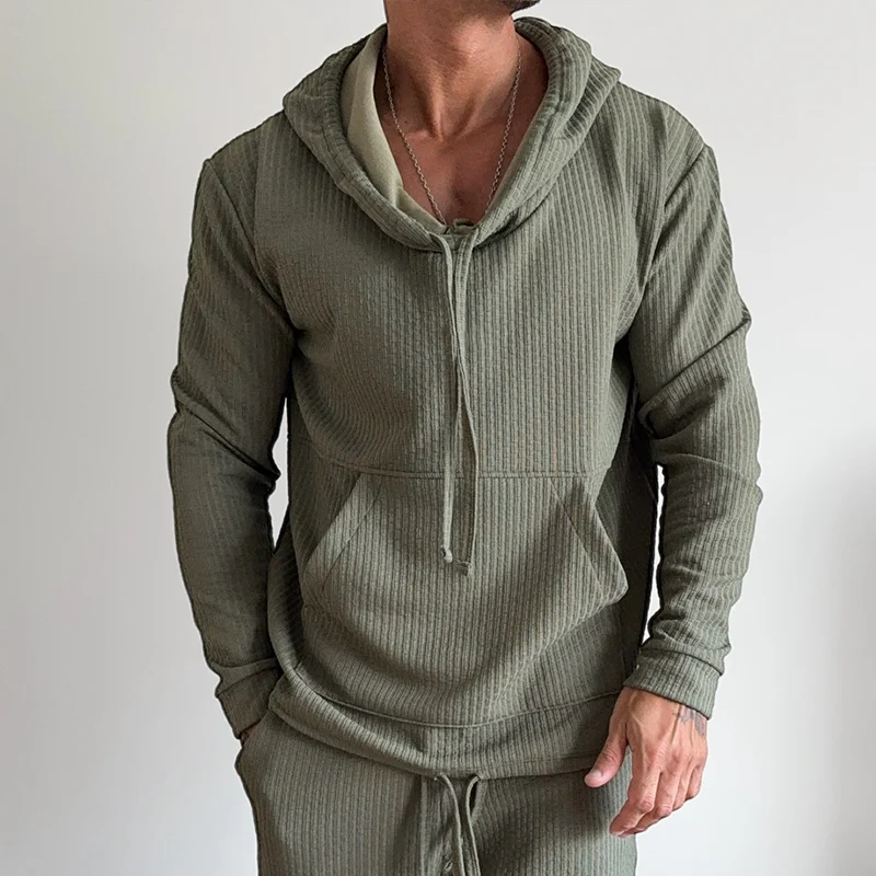 Jacob | Men'S Retro Casual Solid Color Drawstring Hoodie - Image 2