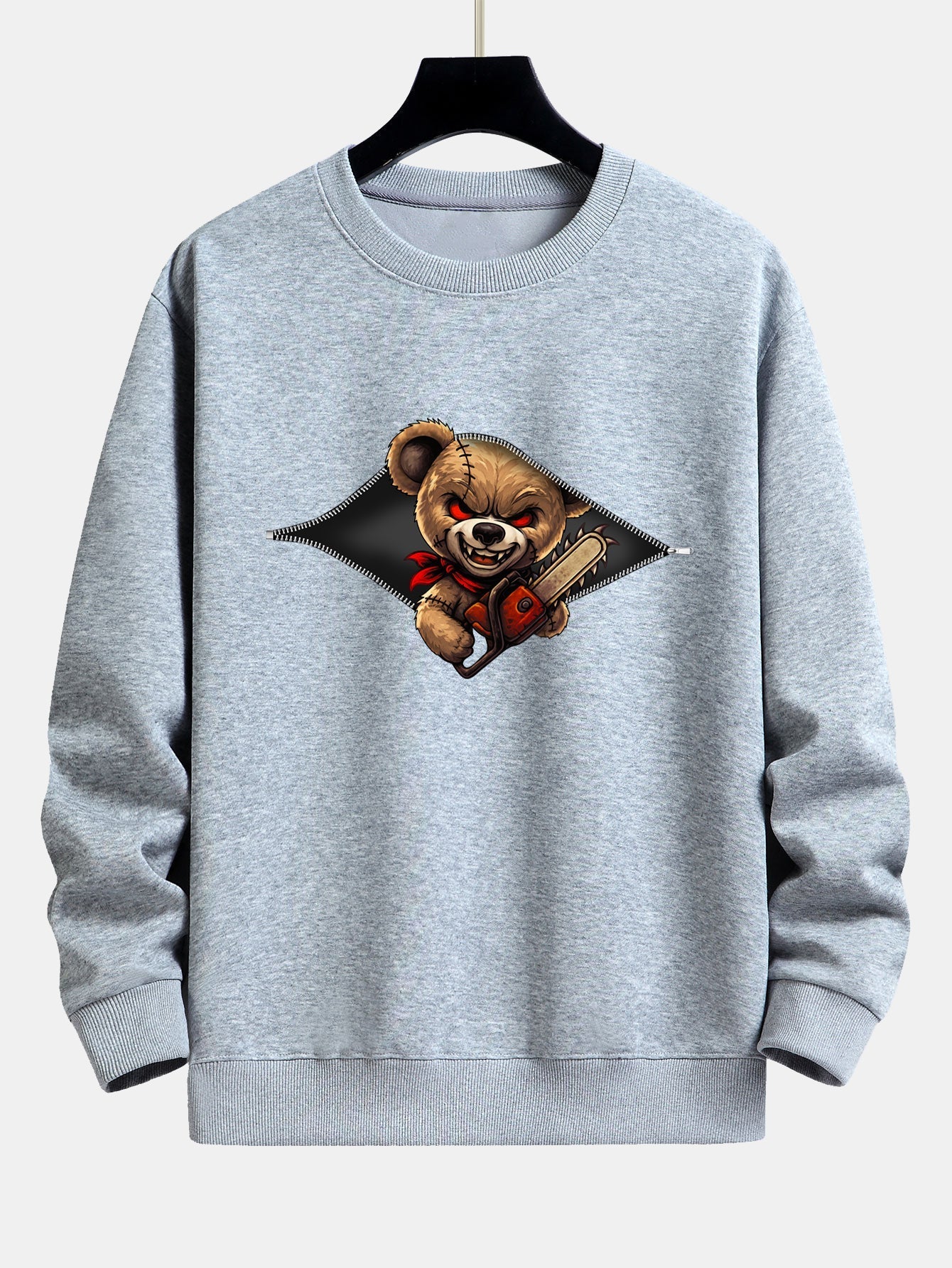 JaelĀ® | Halloween Zipper Evil Bear Print Relax Fit Sweatshirt - Image 2
