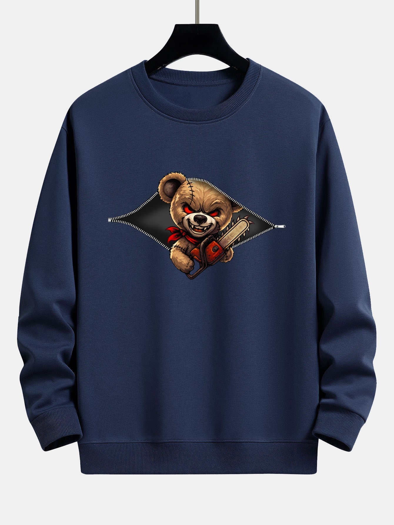 JaelĀ® | Halloween Zipper Evil Bear Print Relax Fit Sweatshirt - Image 3