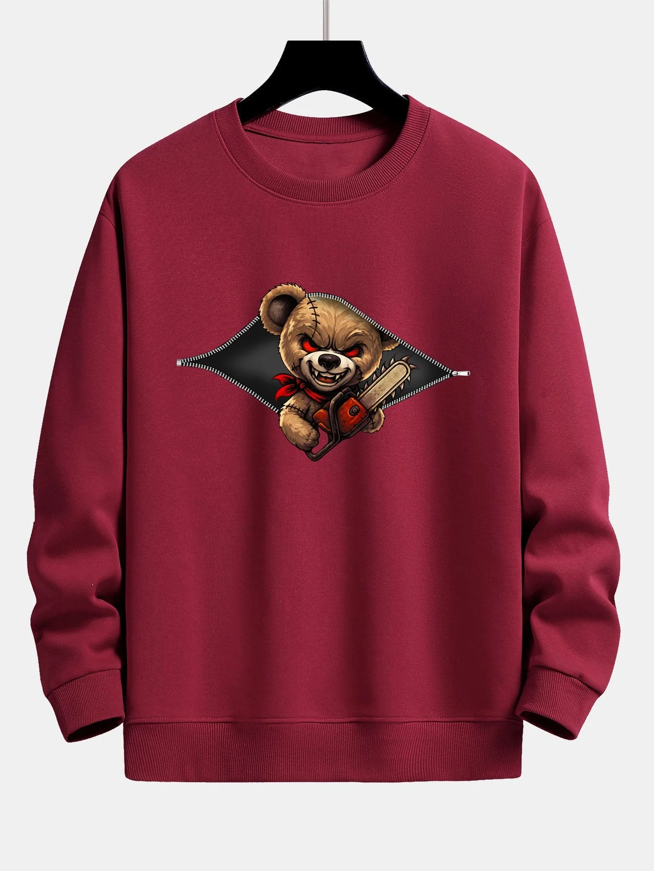 JaelĀ® | Halloween Zipper Evil Bear Print Relax Fit Sweatshirt - Image 4