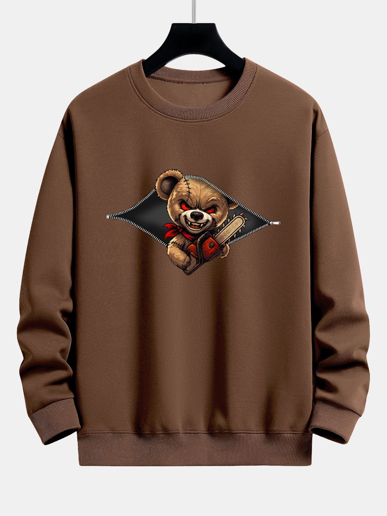 JaelĀ® | Halloween Zipper Evil Bear Print Relax Fit Sweatshirt - Image 5