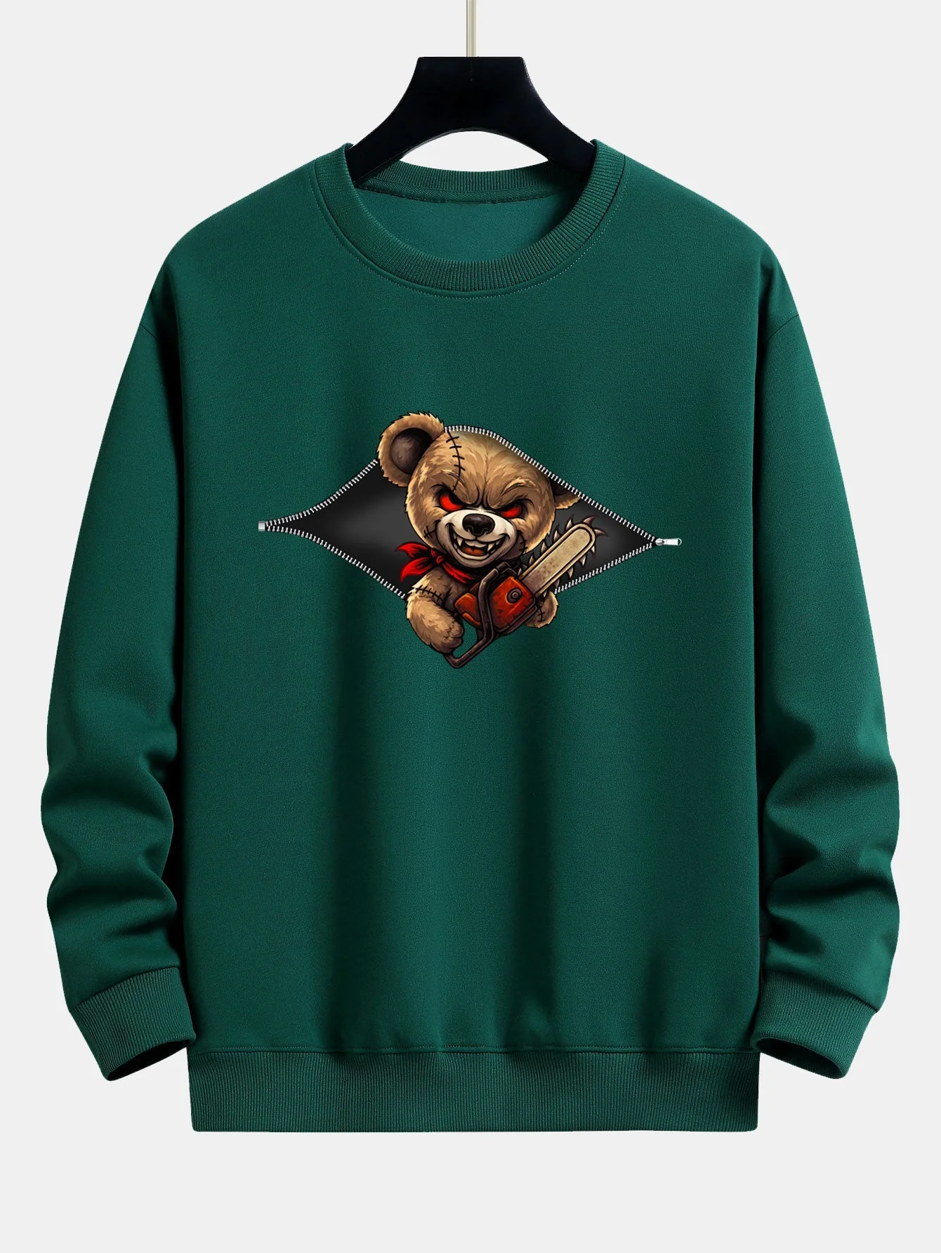 JaelĀ® | Halloween Zipper Evil Bear Print Relax Fit Sweatshirt - Image 6