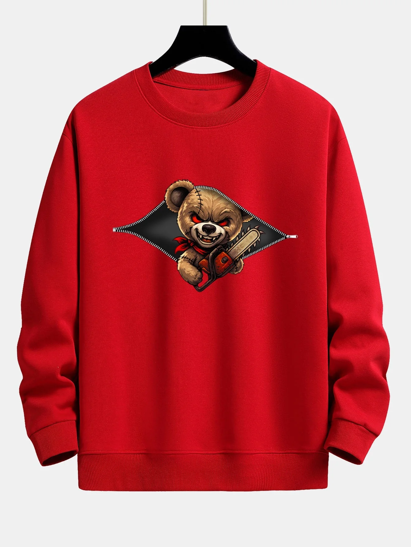 JaelĀ® | Halloween Zipper Evil Bear Print Relax Fit Sweatshirt - Image 7