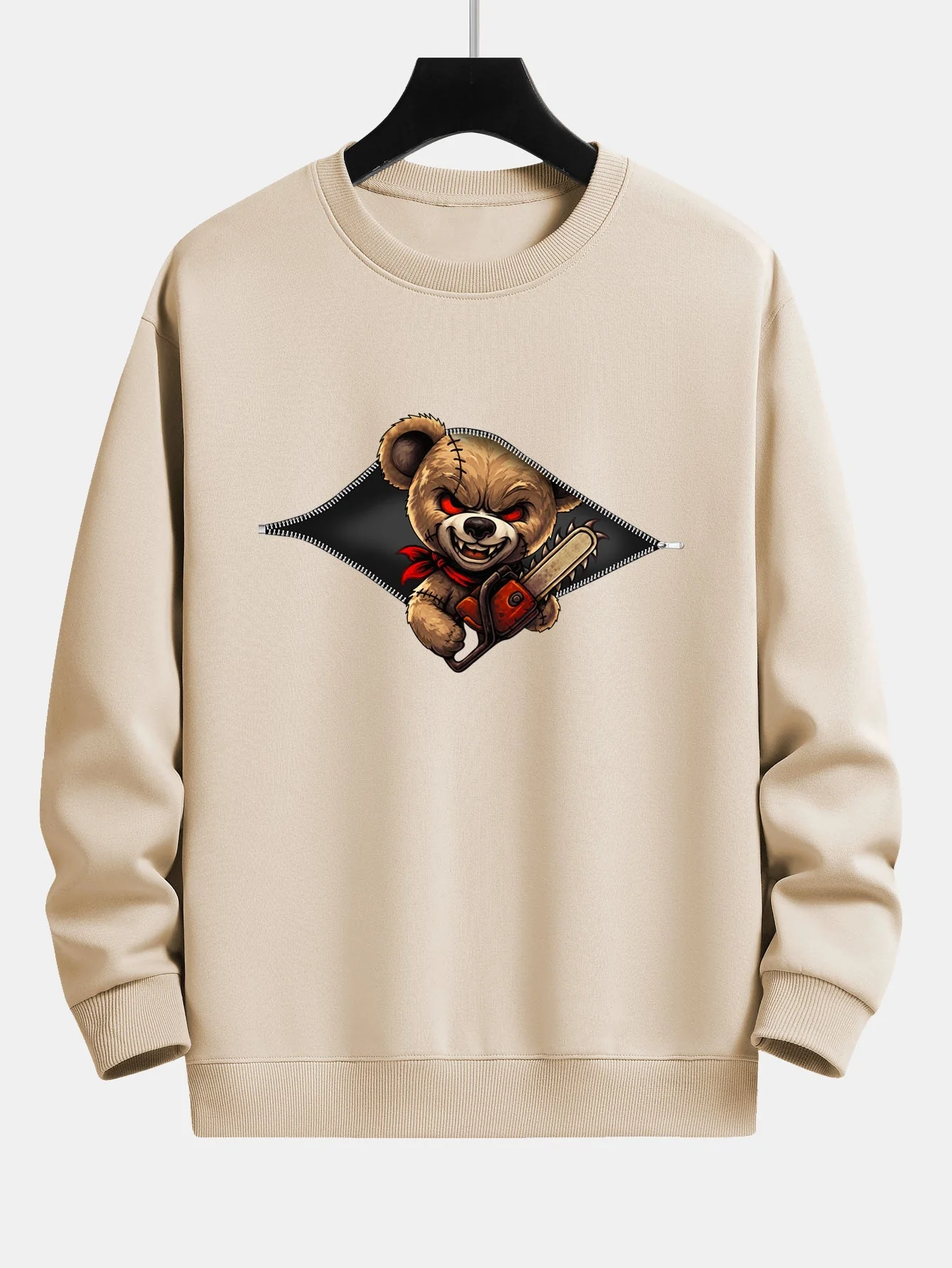 JaelĀ® | Halloween Zipper Evil Bear Print Relax Fit Sweatshirt - Image 8