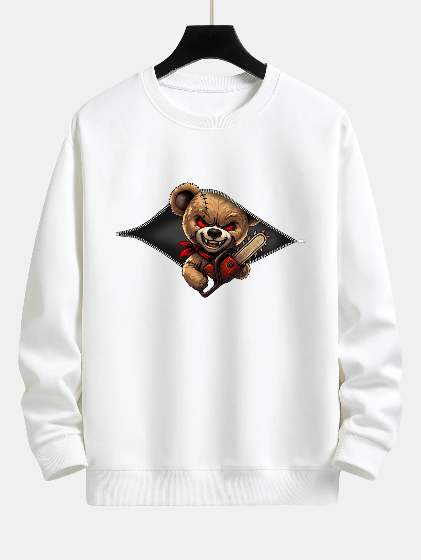 JaelĀ® | Halloween Zipper Evil Bear Print Relax Fit Sweatshirt - Image 9