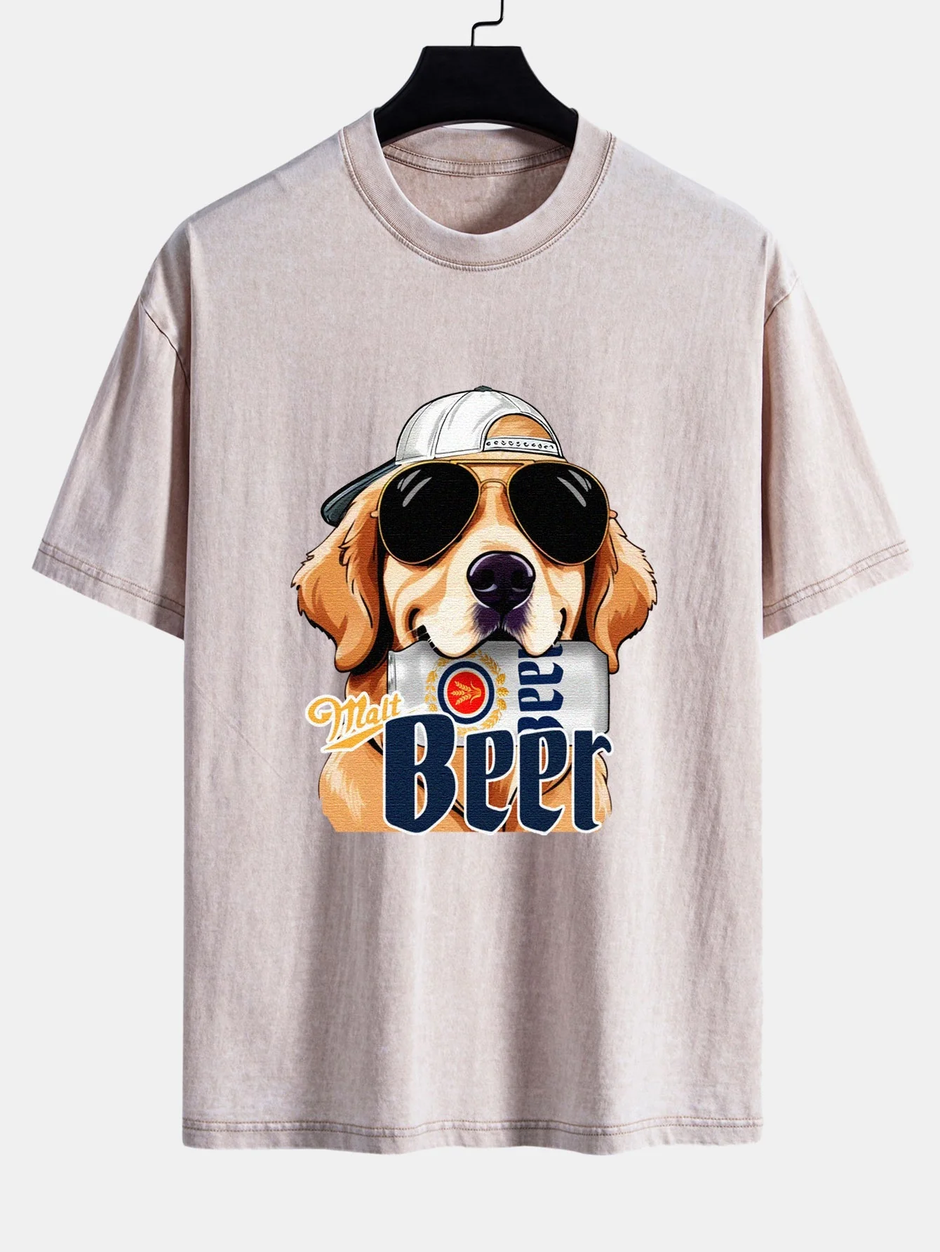 Jafar® | Beer Dog Print Washed Distressed Drop Shoulder T-Shirt - Image 9