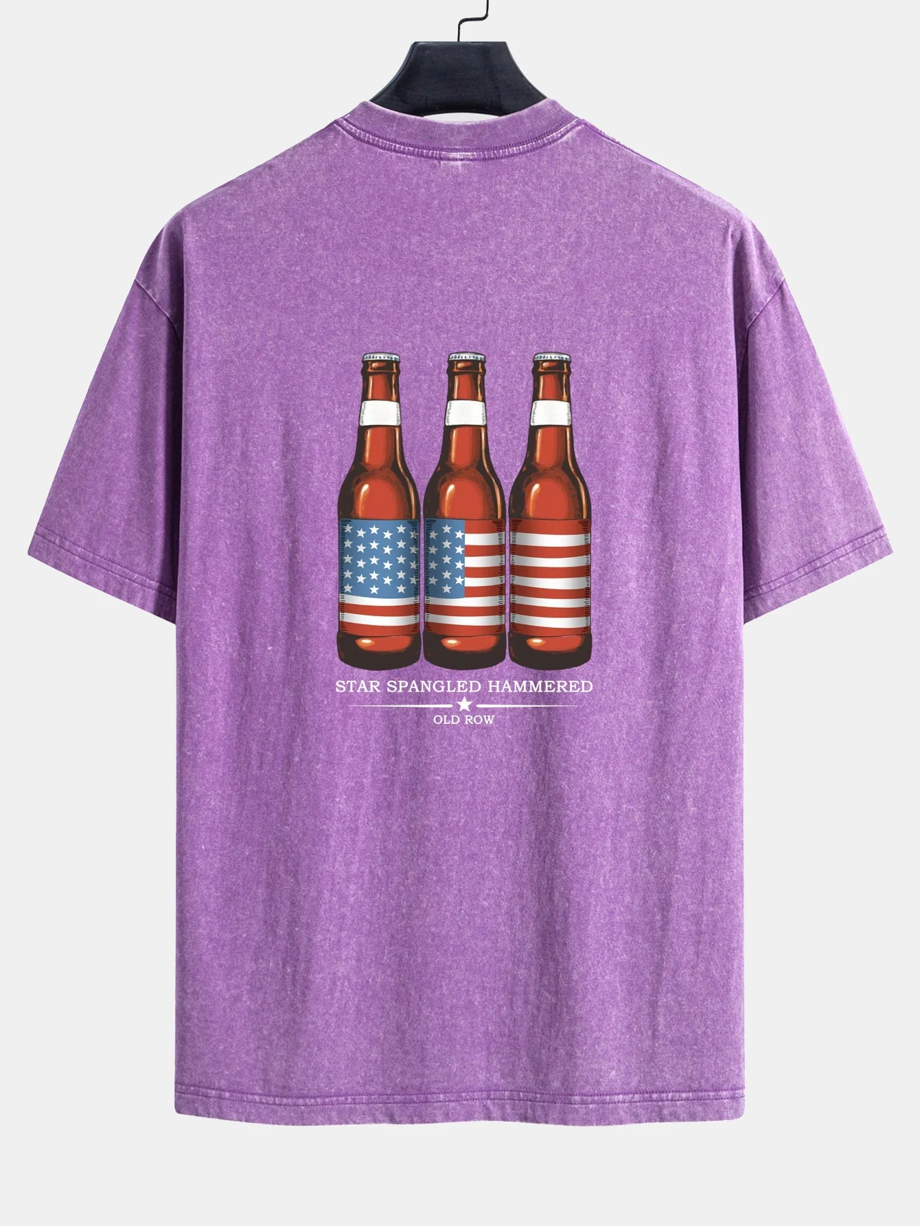Jairo® | USA Old Row Beer Print Washed Distressed Drop Shoulder T-Shirt - Image 12