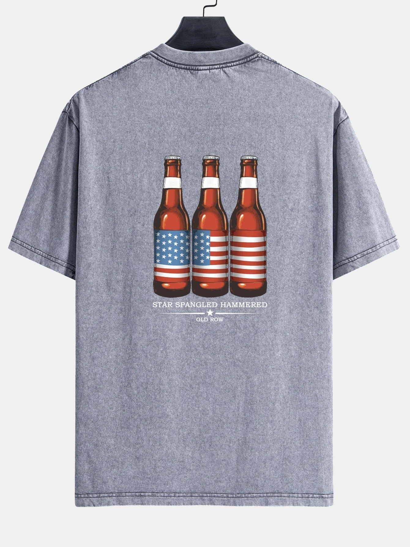 Jairo® | USA Old Row Beer Print Washed Distressed Drop Shoulder T-Shirt - Image 14