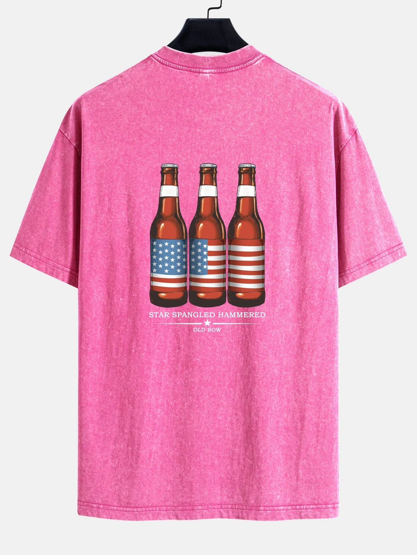 Jairo® | USA Old Row Beer Print Washed Distressed Drop Shoulder T-Shirt - Image 16