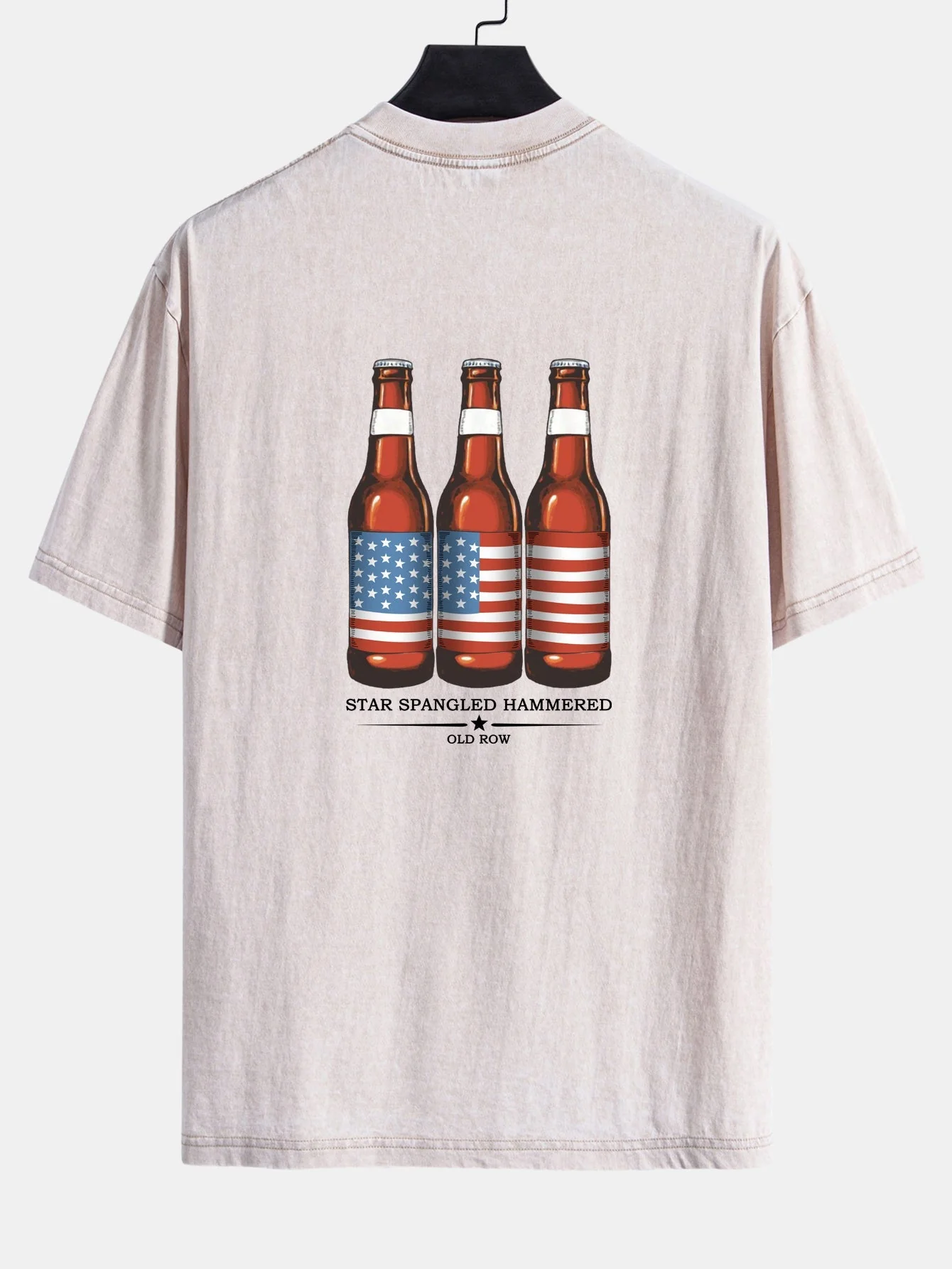 Jairo® | USA Old Row Beer Print Washed Distressed Drop Shoulder T-Shirt - Image 18